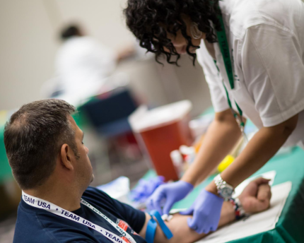 Blood samples were drawn from athletes and staff.